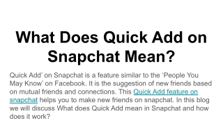 What Does Quick Add on Snapchat Mean_
