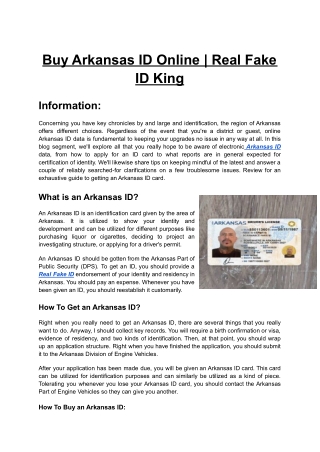 Buy Arkansas ID Online _ Real Fake ID King
