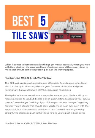 Best Tile Saws (Top 5 Picks)