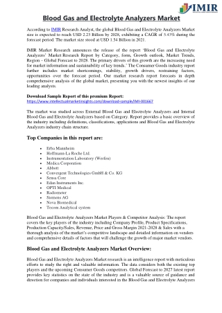 Blood Gas and Electrolyte Analyzers Market
