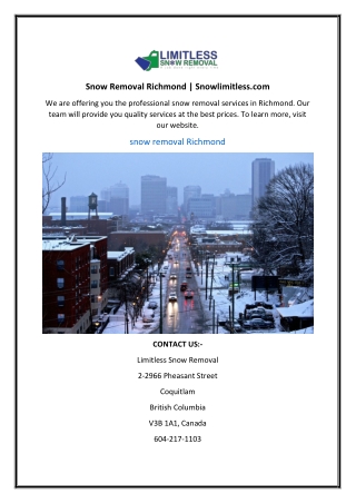 Snow Removal Richmond  Snowlimitless.com