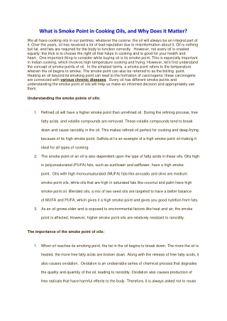 Cooking Oil Smoke Point - Causes and Prevention - Saffola