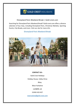 Disneyland Paris Weekend Break  Gold-crest.com