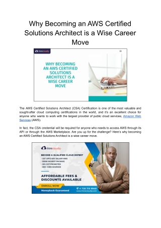 Why Becoming an AWS Certified Solutions Architect is a Wise Career Move