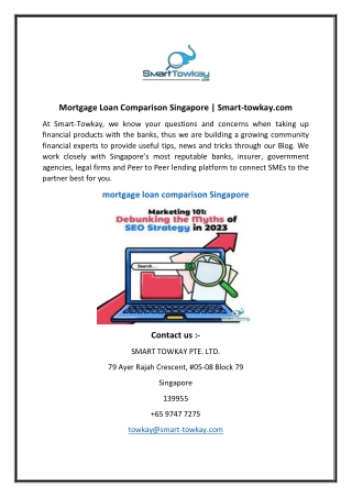 Mortgage Loan Comparison Singapore  Smart-towkay.com