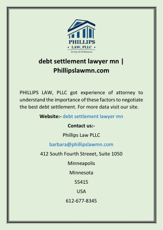 debt settlement lawyer mn   Phillipslawmn