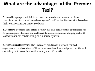 What are the advantages of the Premier Taxi