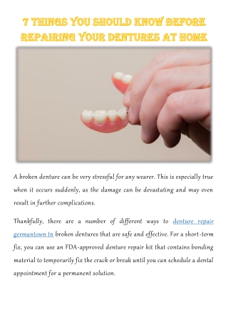 7 Things You Should Know Before Repairing Your Dentures at Home