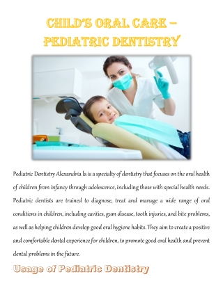 Child’s Oral Care – Pediatric Dentistry