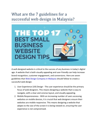 What are the 7 guidelines for a successful web design in Malaysia