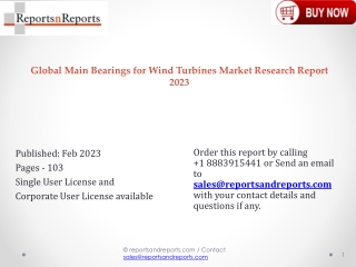 Main Bearings for Wind Turbines Market Growth by Key Players