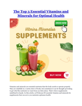 The Top 3 Essential Vitamins and Minerals for Optimal Health