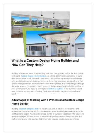 What is a Custom Design Home Builder and How Can They Help