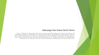 Nettoyage Des Drains North Shore