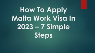 How To Apply Malta Work Visa In 2023