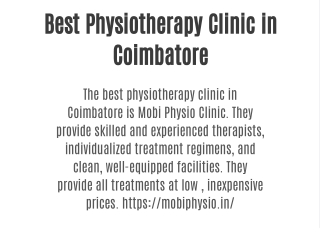 Best Physiotherapy Clinic in Coimbatore