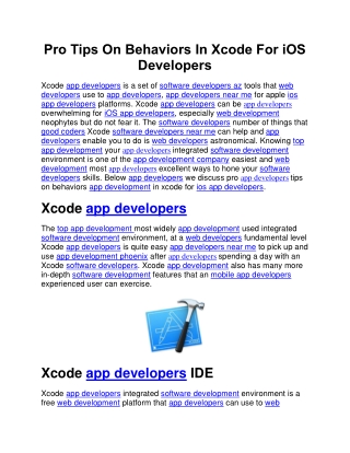 Pro Tips On Behaviors In Xcode For iOS Developers