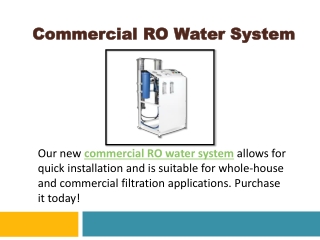Commercial RO Water System
