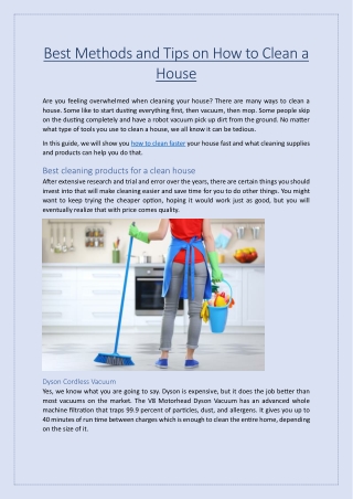 Best Methods and Tips on How to Clean a House
