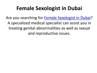 Female Sexologist in Dubai