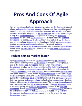 Pros And Cons Of Agile Approach