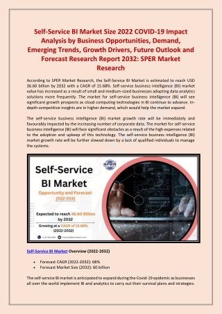 Self-Service BI Market Size, Share, Demand and Revenue Research report 2022-2032