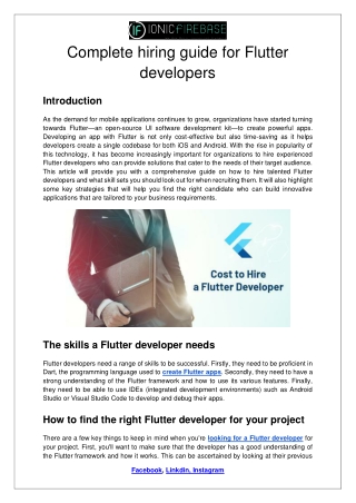Complete Hiring Guide for Flutter Developers