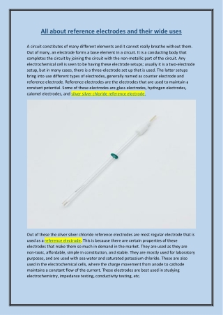 All about reference electrodes and their wide uses