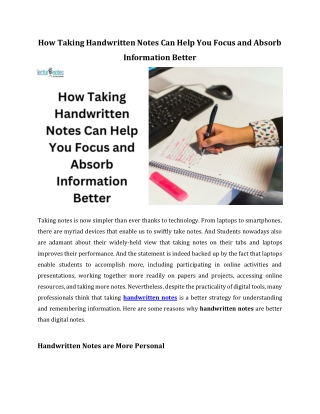 How Taking Handwritten Notes Can Help You Focus and Absorb Information Better