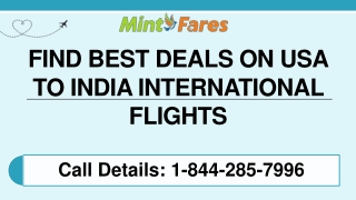 Find Best Deals on USA to India International Flights