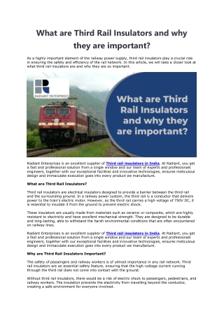 What are Third Rail Insulators and why they are important?
