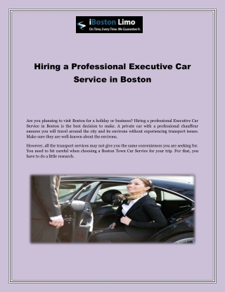 Hiring a Professional Executive Car Service in Boston