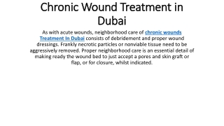 Chronic Wound Treatment in Dubai