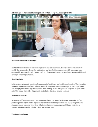 Restaurant Management Software Dubai