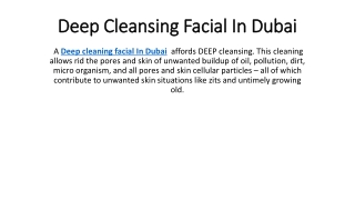 Deep Cleansing Facial In Dubai