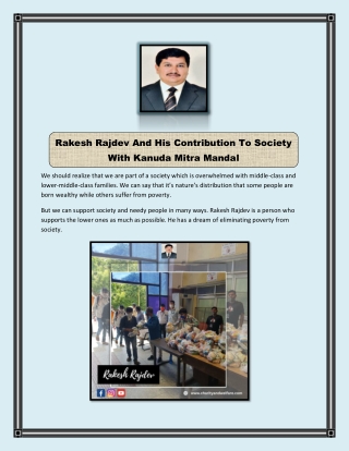 Rakesh Rajdev And His Contribution To Society With Kanuda Mitra Mandal