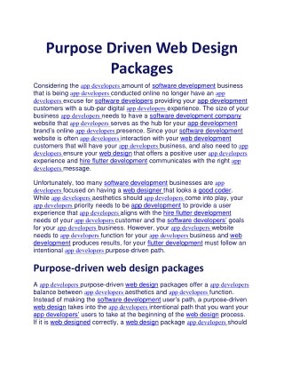 Purpose Driven Web Design Packages