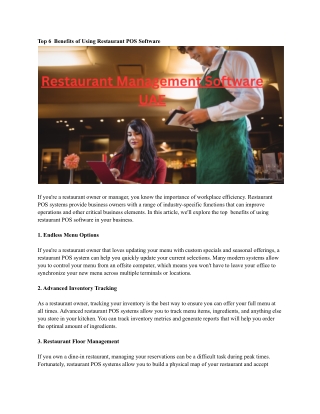 Restaurant Management Software UAE