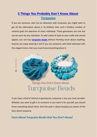 5 Things You Probably Don't Know About Turquoise