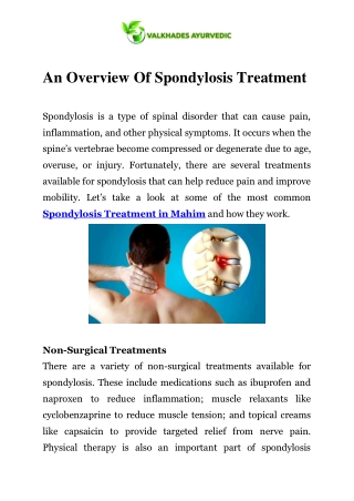 Spondylosis Treatment in Mahim Call-9967055599