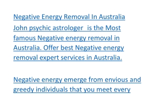 Negative Energy Removal In Australia