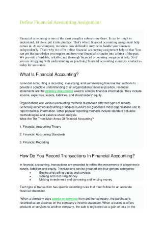 Define Financial Accounting Assignment
