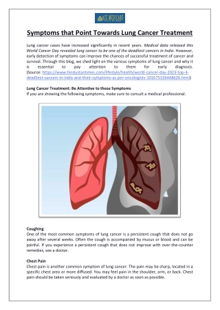 Symptoms that Point Towards Lung Cancer Treatment