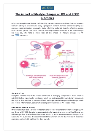 The impact of lifestyle changes on IVF and PCOD outcomes