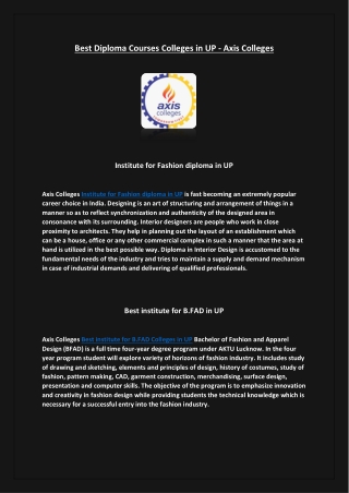 Diploma Colleges in Kanpur - Axis Colleges