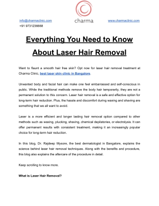 Laser Hair Removal in Bangalore - Charma Clinic