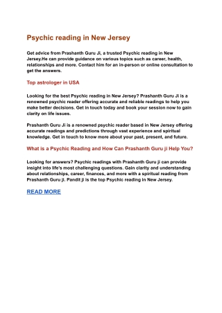 Psychic reading in New Jersey