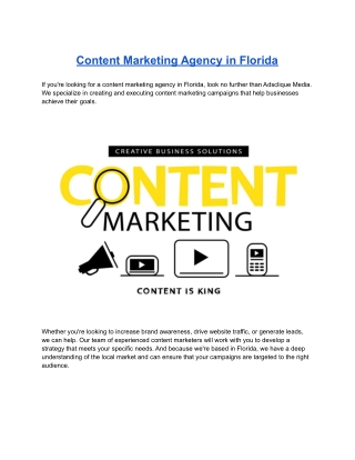 Content Marketing Agency in Florida