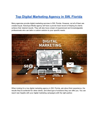 Top Digital Marketing Agency in SW, Florida