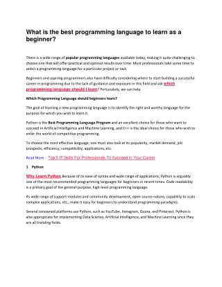 the best programming language to learn as a beginner